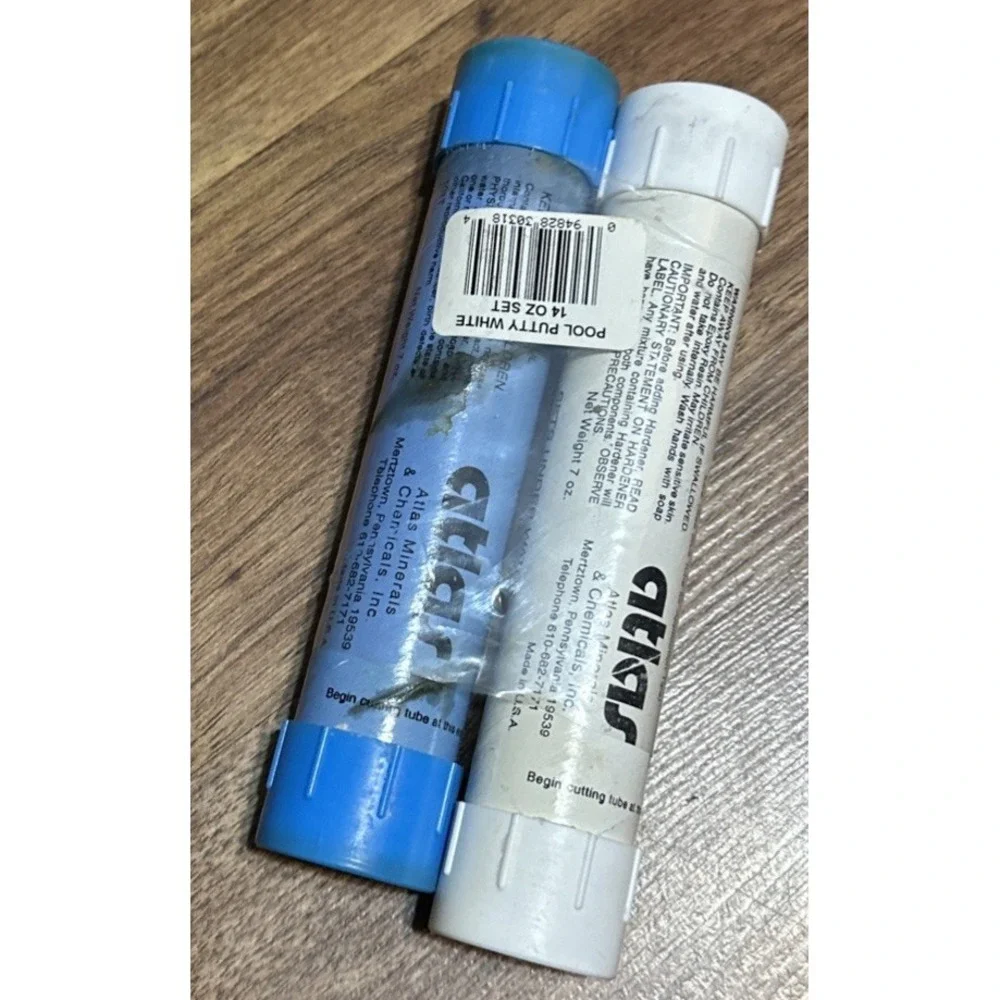 Atlas Epoxybond Pool Putty White 14 oz Set Underwater Repair Epoxy‎ Made in USA
